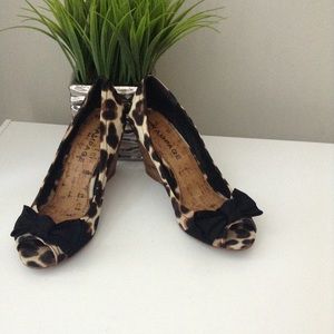 Rampage Animal Print Wedge Open Toe Shoe size 9